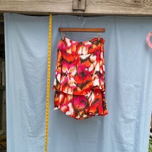 Rafaella Red and Pink Layered Mini Skirt